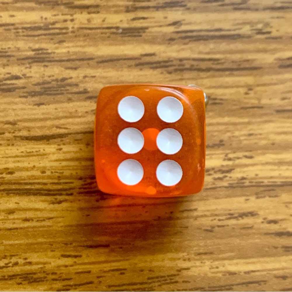 Single Orange Dice Charm Pendant - Picture 7 of 11